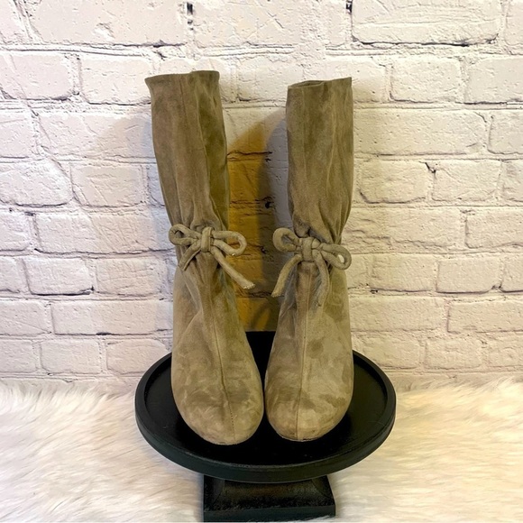 🤍 Kate Spade Taupe High Heel Suede Boots || Size 7.5 - Picture 3 of 7